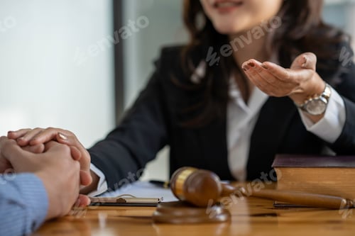 Preview: Lawyer is encouraging the client who estimates the trial and may not win the case in the office.