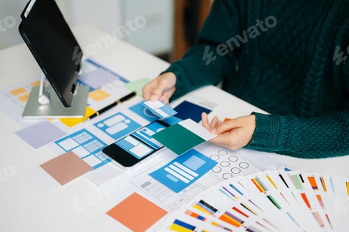 Preview: UX graphic designer planning application process development prototype wireframe