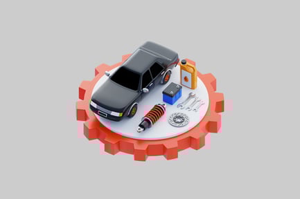 Preview: Cartoon car repair kit on gear