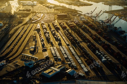 Preview: Shipping port, sunset, Los Angeles, California, USA