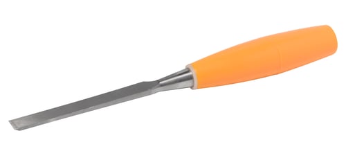 Preview: New chisel with a plastic orange handle on a white isolated background