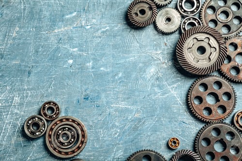 Preview: Top view of old rusty car parts