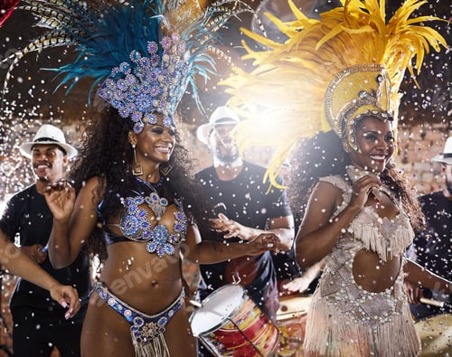 Preview: Shaking to the Brazilian beats. Shot of samba dancers performing in a carnival.