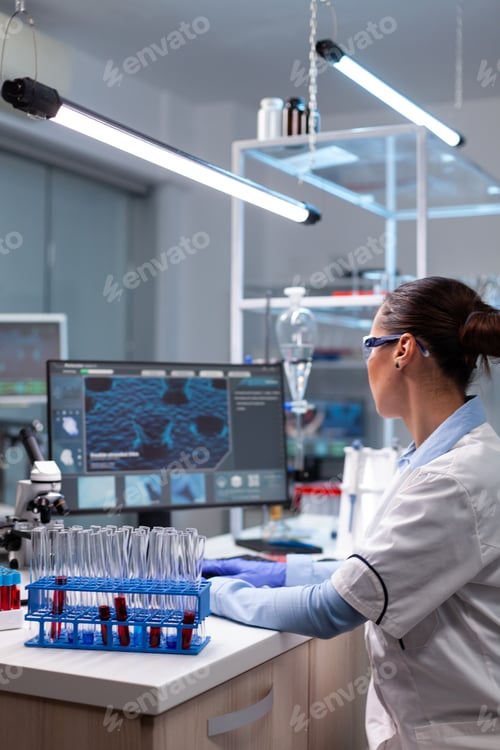 Preview: Biochemistry doctor analyzing virus infection developing pharmaceutical treatment