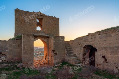 Preview: Ruins of an ancient caravanserai of the 14th century, located in the Gobustan steppes, Azerbaijan
