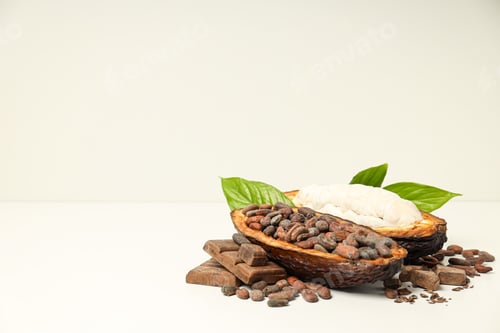 Preview: Concept of fresh and aromatic food - cacao beans