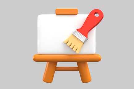 Preview: Artistic Detail: Brush Resting on an Easel with Blank Canvas