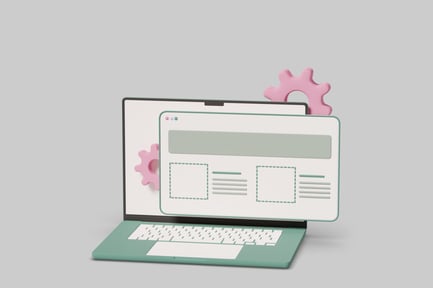 Preview: Laptop with pink gear and green keyboard