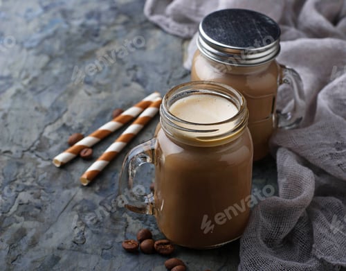 Preview: Coffee with milk in jar