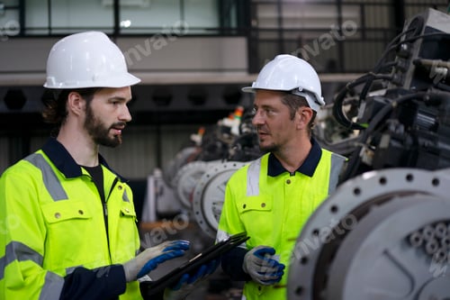 Preview: Engineer work at robotic arm factory.