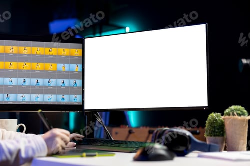 Preview: Photo editor using mockup PC display to create promotional image