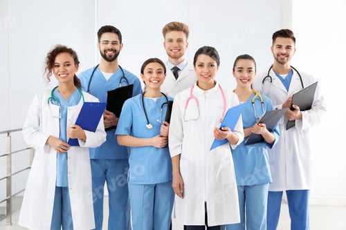 Preview: Team of medical workers in hospital. Unity concept