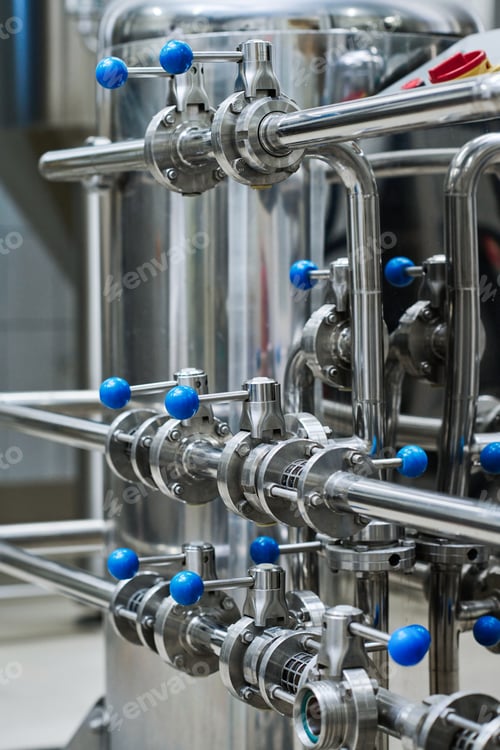 Preview: Steel pipelines with levers for controlling