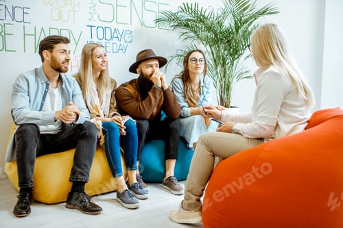 Preview: Group of people during the psychological therapy indoors