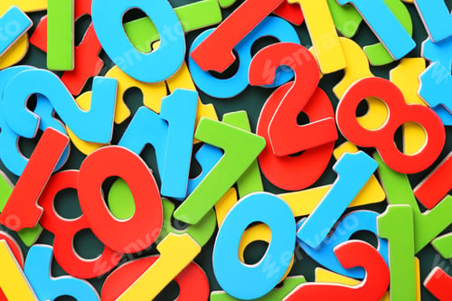 Preview: Colorful numbers on green background, top view