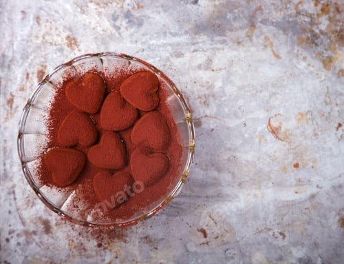 Preview: Heart Shaped Chocolate Truffles in Glass Bowl