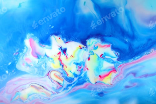 Preview: Space Multicolored Background, Galactic Pattern, Abstract Background With Paint Splashes On Liquid