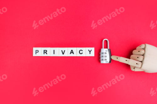 lock with the word privacy.