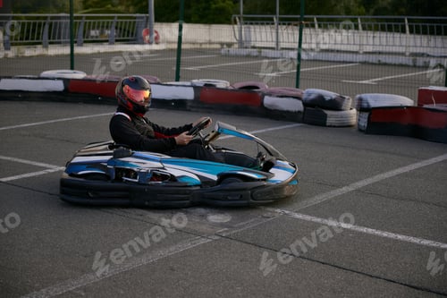 Preview: A thrilling go-karting scene featuring a racer focused on the track
