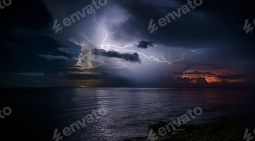 Preview: Powerful Electric Storm Over the Sea