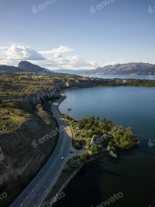 Preview: Scenic Road in Okanagan. Aerial View