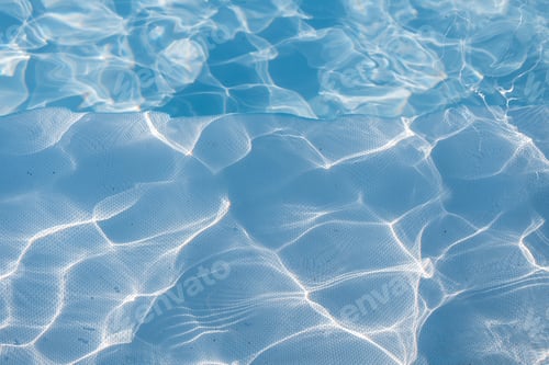 Preview: Blue water with ripples and waves in the pool. Ray abstraction in the water.