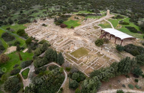 Preview: Drone aerial scenery of Apollon Hylates archaeology , sanctuary place. Limassol Cyprus