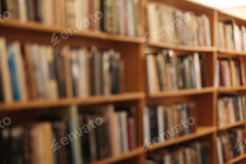 Preview: Blurred view of cabinets with books in library