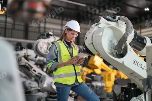 Preview: Tech industry. Business industry technology, people and tech. Engineer working in factory.