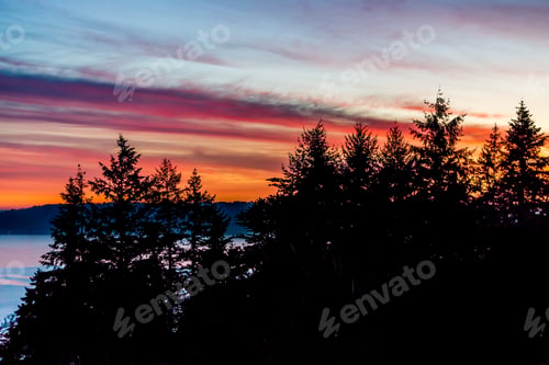 Preview: A View Of A Colorful Sunset Sky From Burien, Washington.