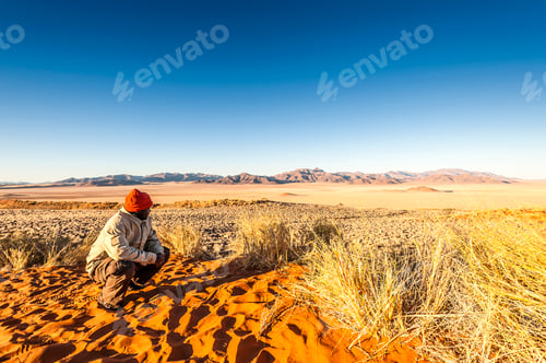 Preview: Explorer rests amidst the desert splendor