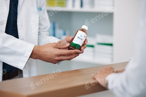 Preview: Doctor, hands and prescription medicine over the counter for consultation, healthcare or pharmaceut
