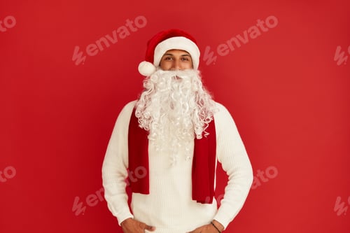 Preview: Smiling Man Posing Studio. Portrait of Happy Multiracial Handsome Guy Standing