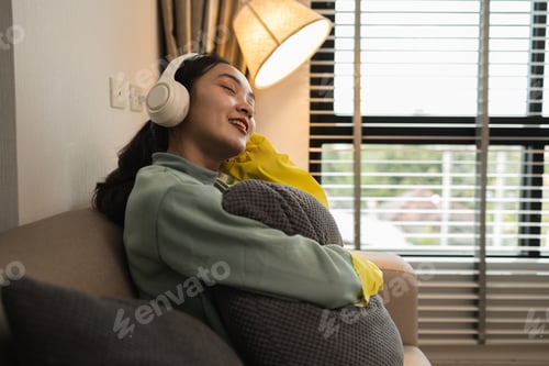 Preview: the wife sat o the sofa to rest for a while after cleaning the house all morning