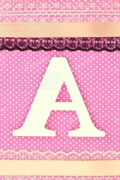 Preview: Wooden letter A on polka dots background