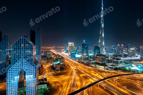 Preview: Dubai downtown skyline with tallest skyscrapers, Dubai, United Arab Emirates