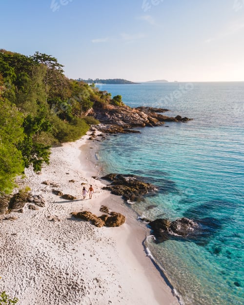 Preview: Koh Samet Island Thailand, aerial drone view from above at the Samed Island in Thailand
