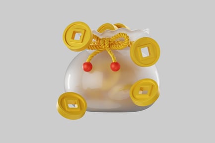 Preview: Money bag with lucky coins