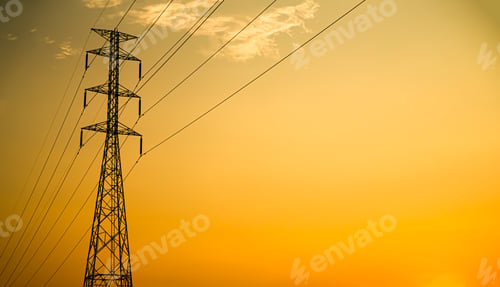 Preview: High Voltage Pole on Sunset Background