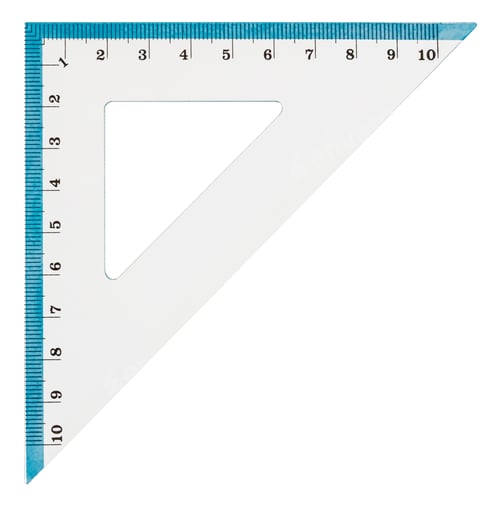 Preview: White plastic transparent triangle, isolated on white background, with clipping path