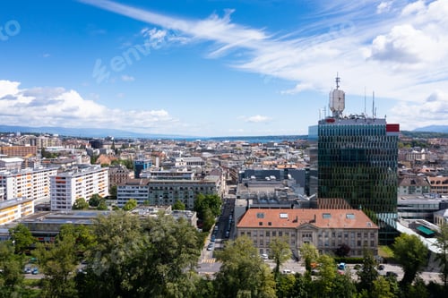Preview: Aerial view of plainpalais in Geneva - Switzerland