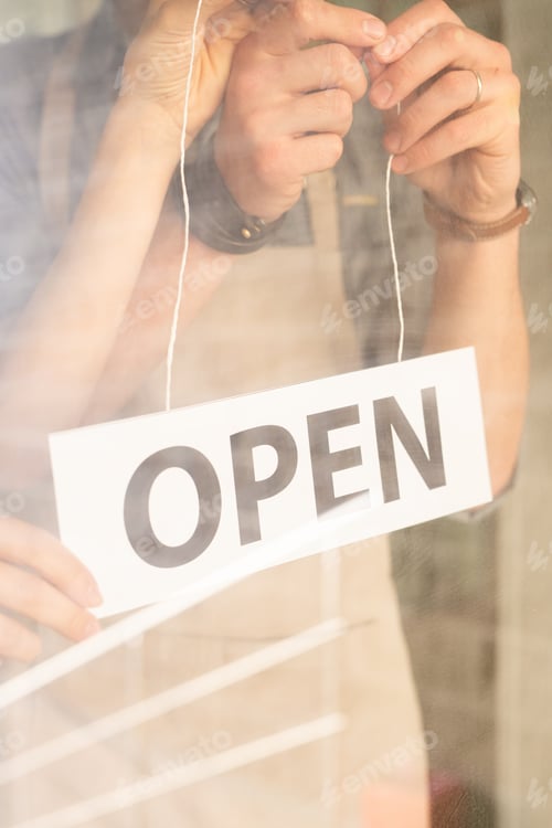 Preview: Hanging open sign on door