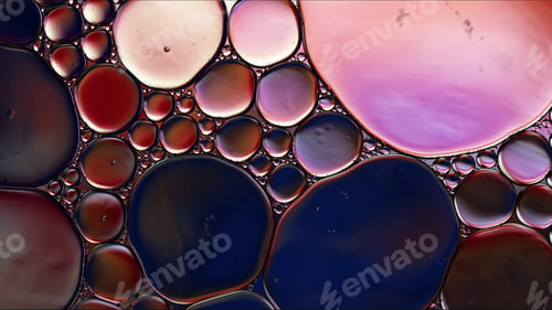 Preview: Abstract Colorful Food Oil Drops Bubbles and spheres Flowing on Water Surface