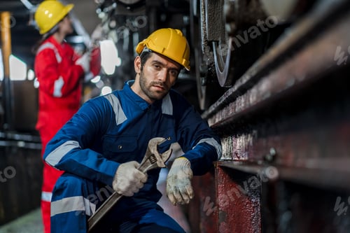 Preview: Engineer checking construction process railway and checking work on railroad station