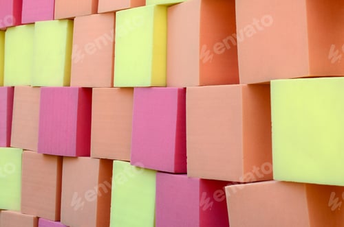 Preview: Wall of paralon soft cubes in dry pool, trampoline in the childrens center