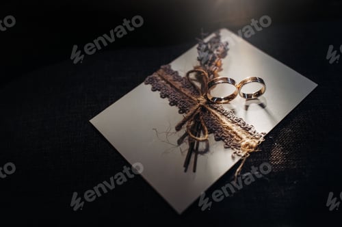 Preview: Close-up of two gold wedding rings for a wedding