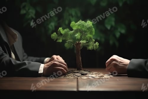 Preview: Financial Growth: Photo of a Businessman Planting a Money Tree for Prosperity