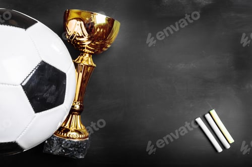 Preview: Trophy cup and soccer ball