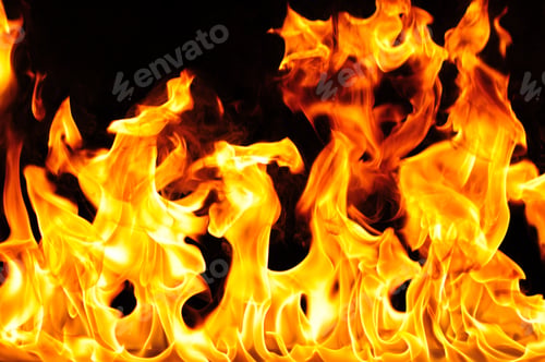 Preview: Tongues of flame on black background