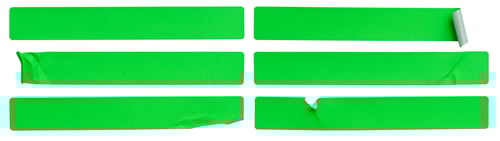 Preview: A set of fluorescent neon green rectangular paper sticker label isolated on white background.